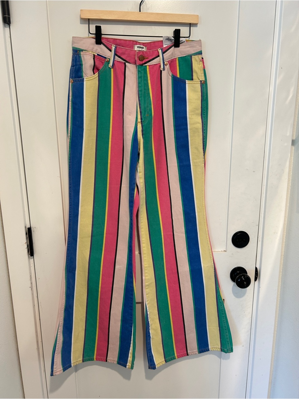 Wrangler Wanderer 622 High Rise Flare Jeans Womens Size 30x34 Multicolor Striped - Picture 5 of 11